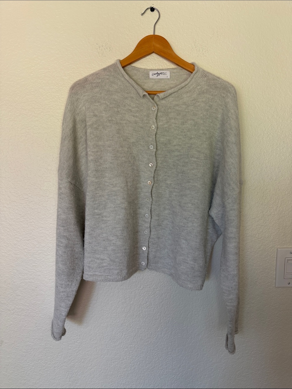 Carly Jean Los Angeles Light Gray Button-Front Cardigan